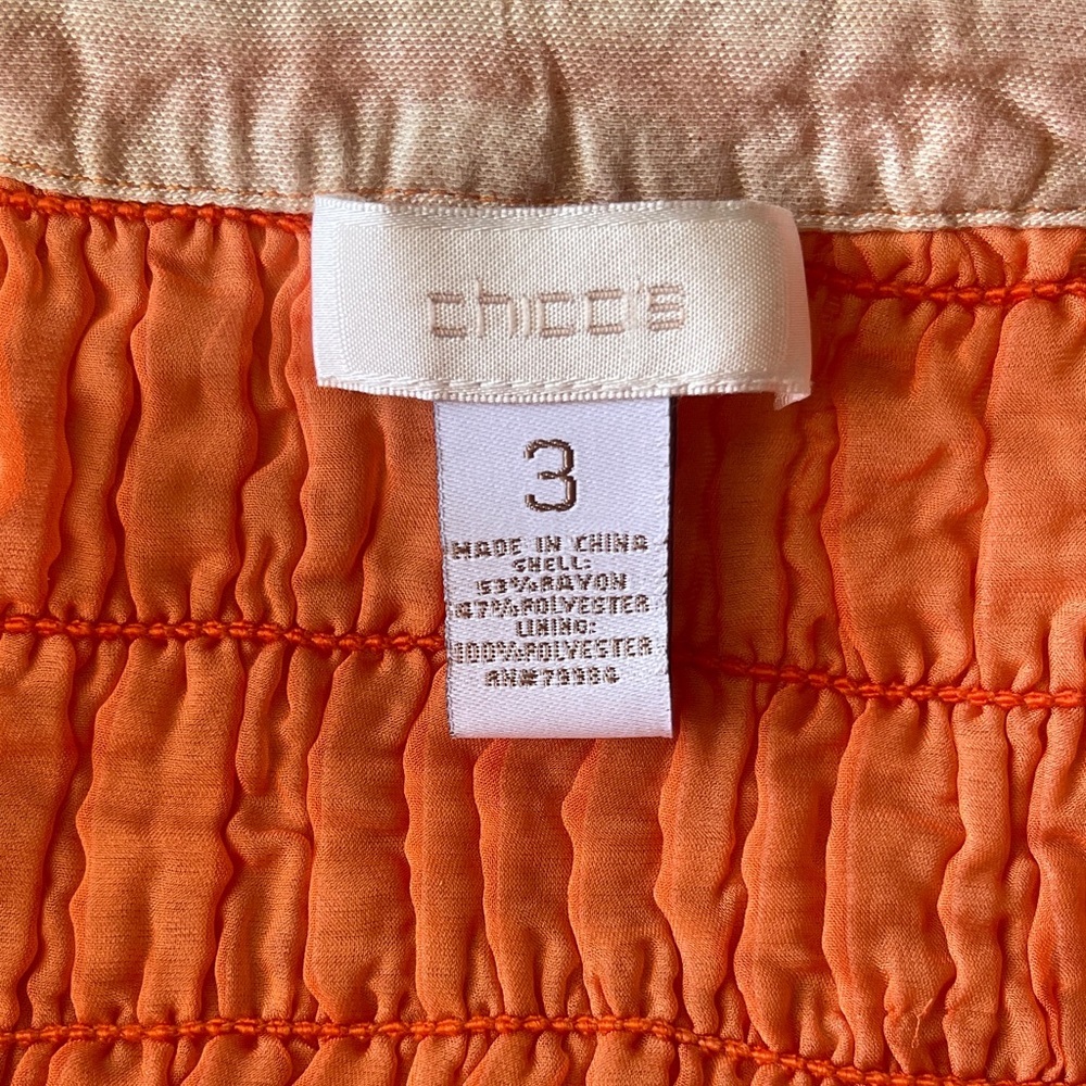 Chico's Vibrant Orange and Tan Crinkle Blouse - Picture 7 of 9